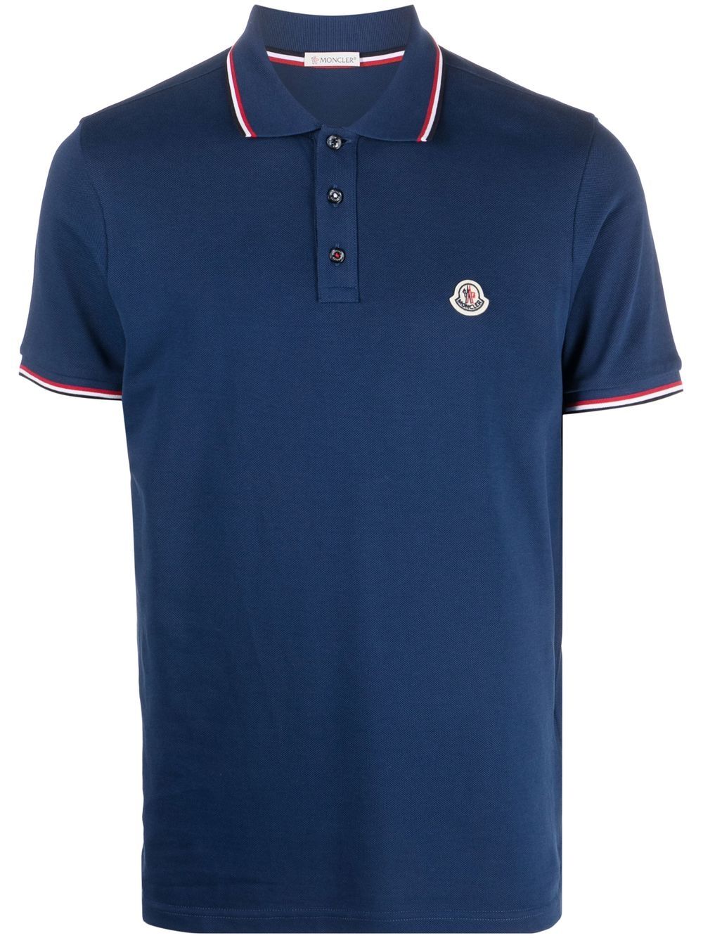 Moncler logo-patch polo shirt - Blue von Moncler