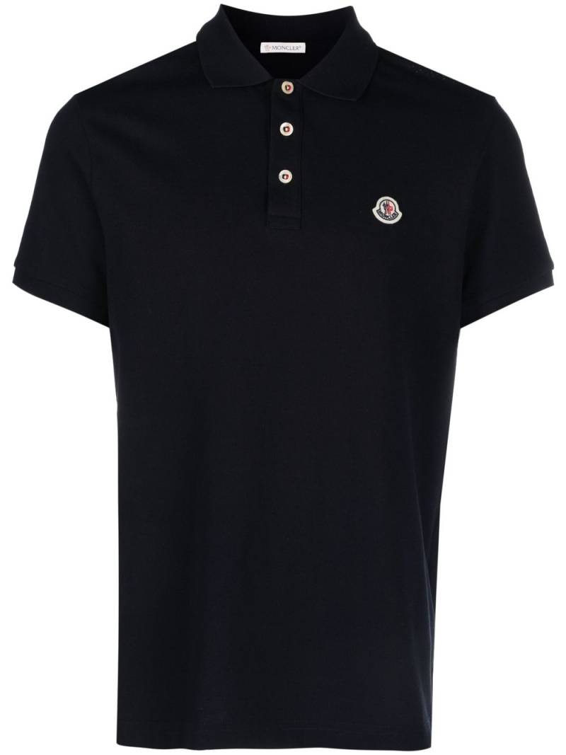 Moncler logo patch polo shirt - Blue von Moncler