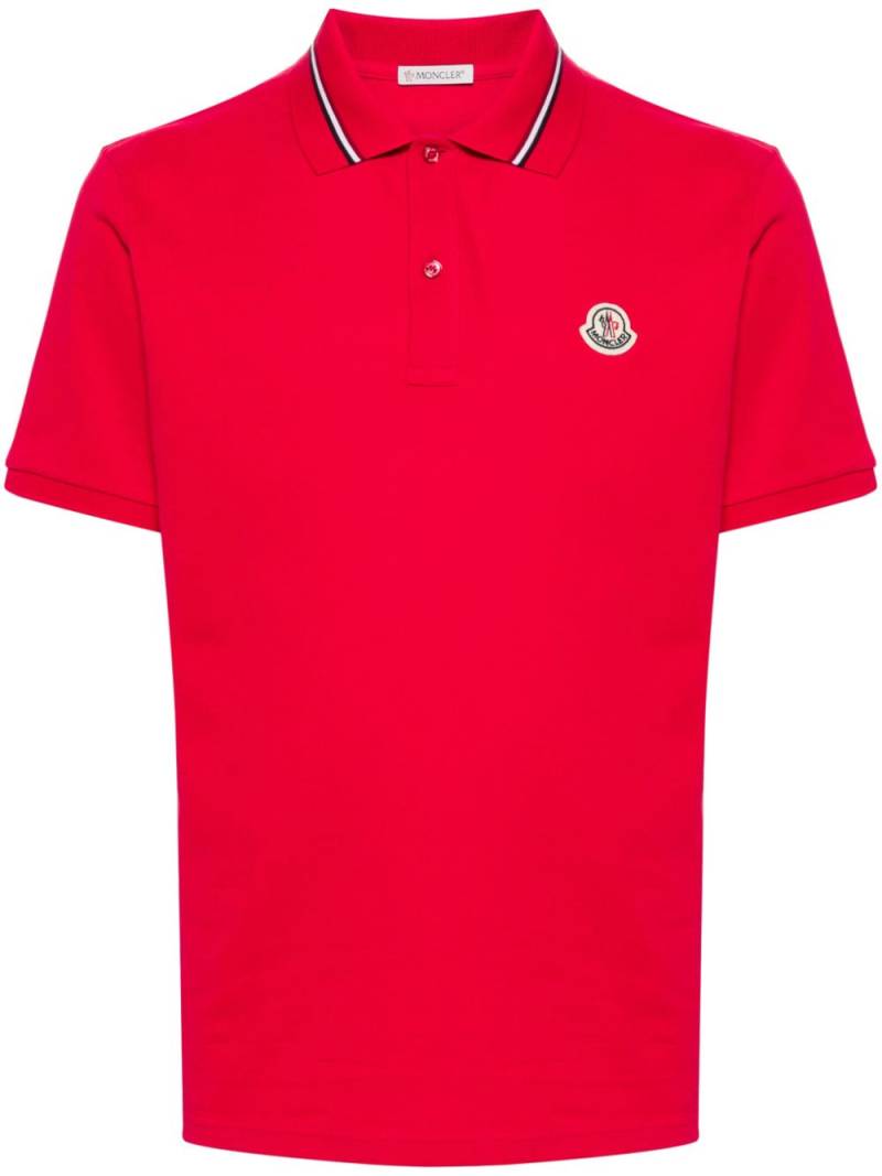 Moncler logo-patch polo shirt - Red von Moncler