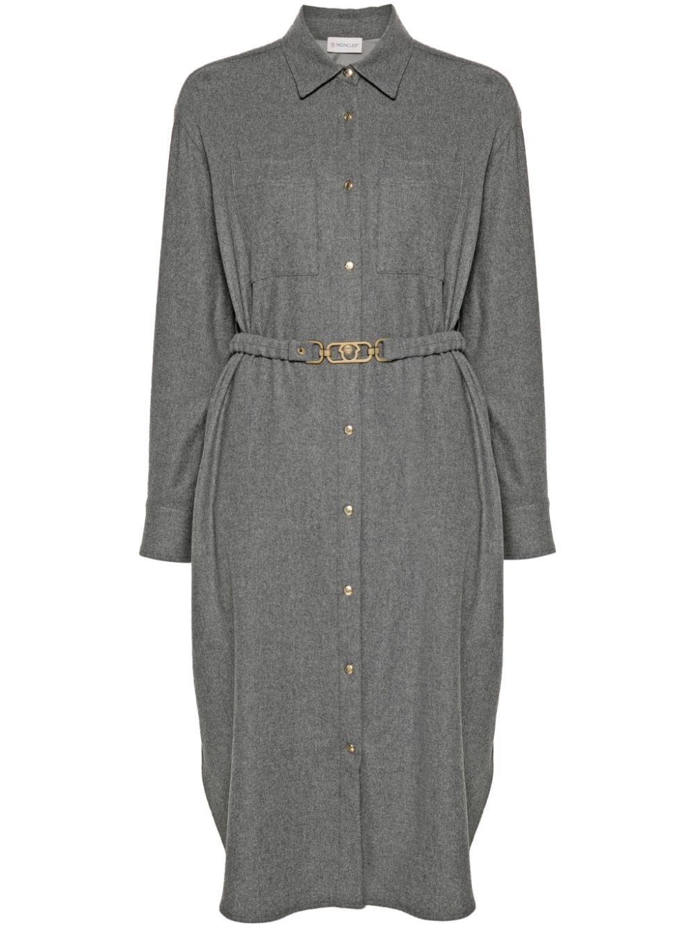 Moncler logo-patch shirt dress - Grey von Moncler