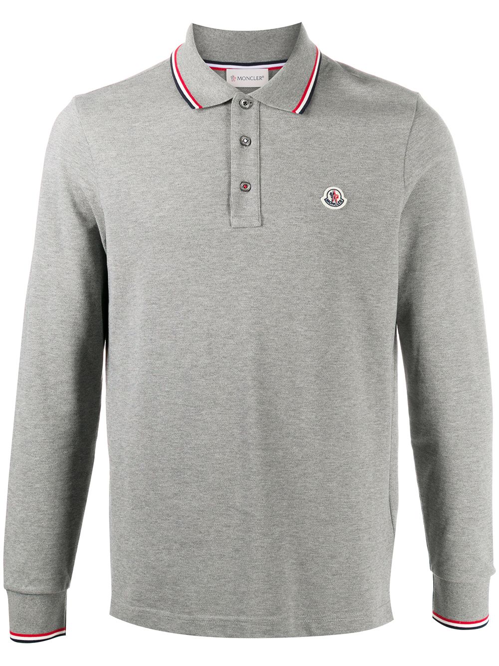 Moncler logo patch stripe detail polo shirt - Grey von Moncler