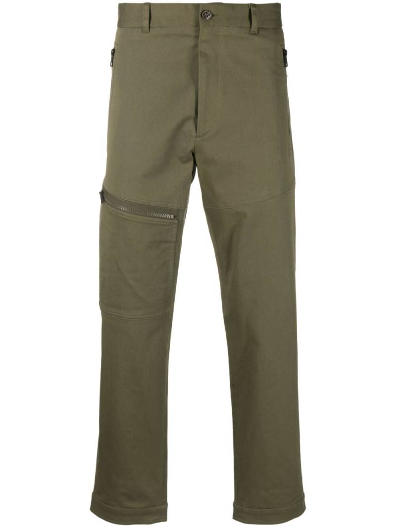 Moncler logo-patch twill tapered-leg trousers - Green von Moncler