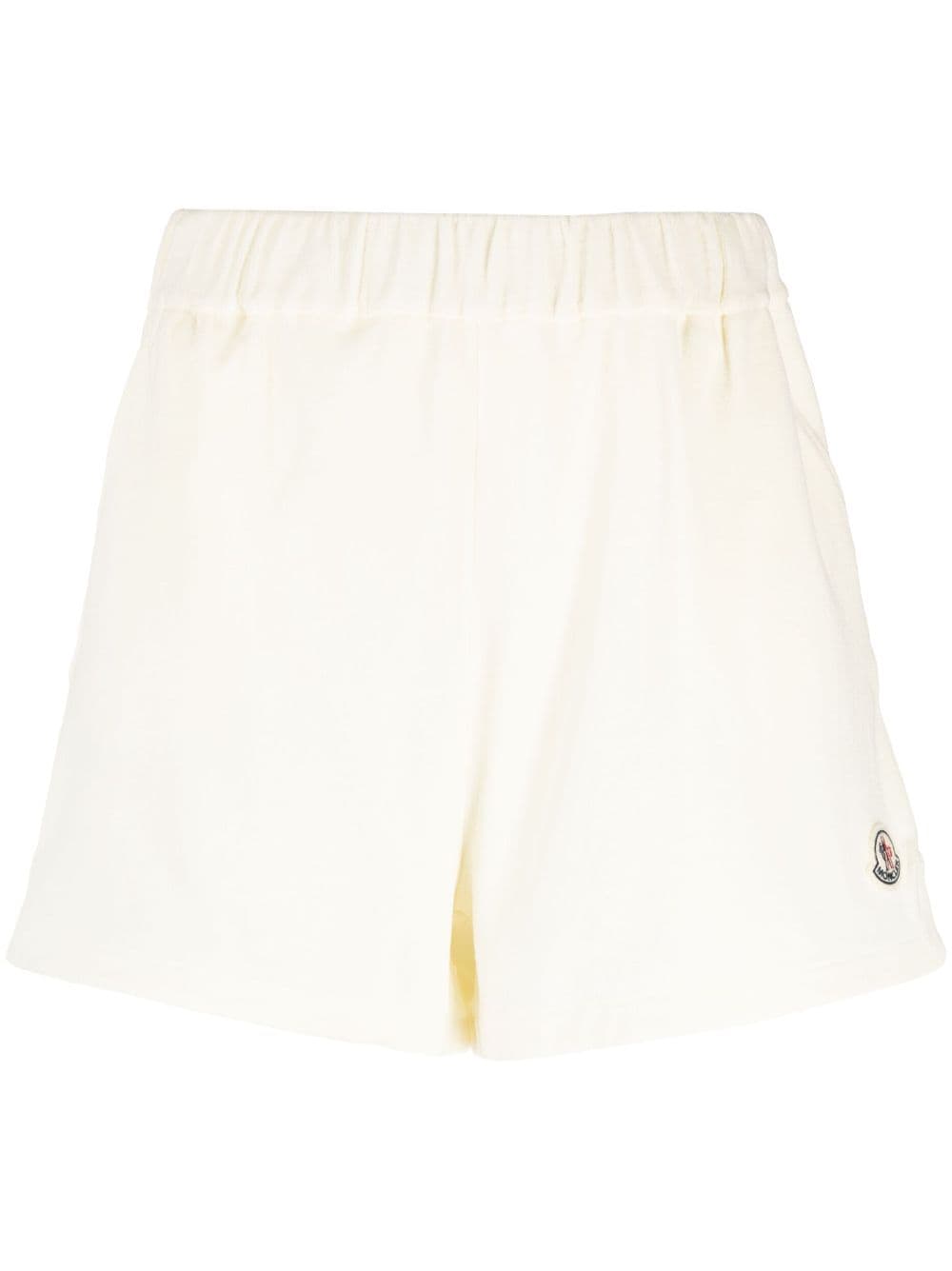 Moncler logo-patch velour shorts - Neutrals von Moncler
