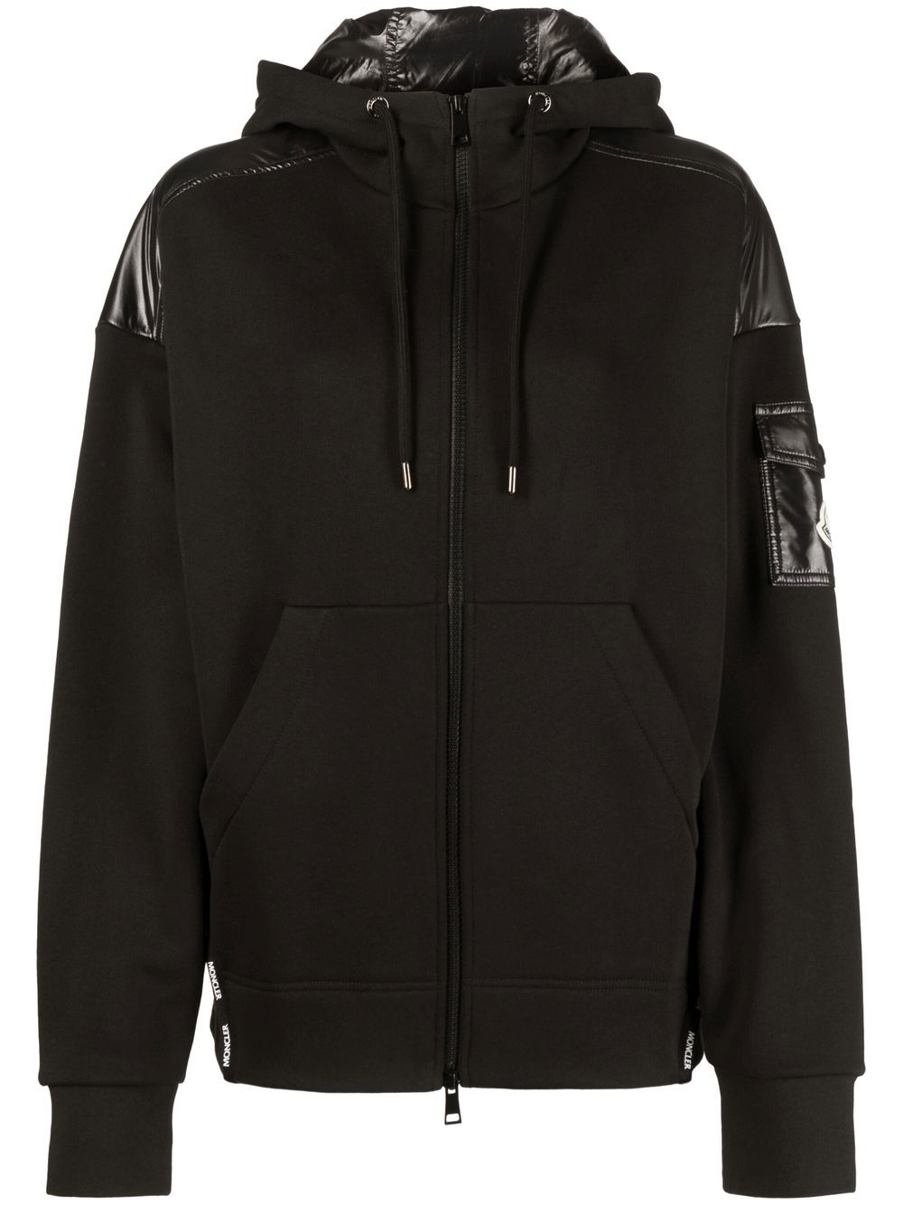 Moncler logo-patch zip-front hoodie - Black von Moncler