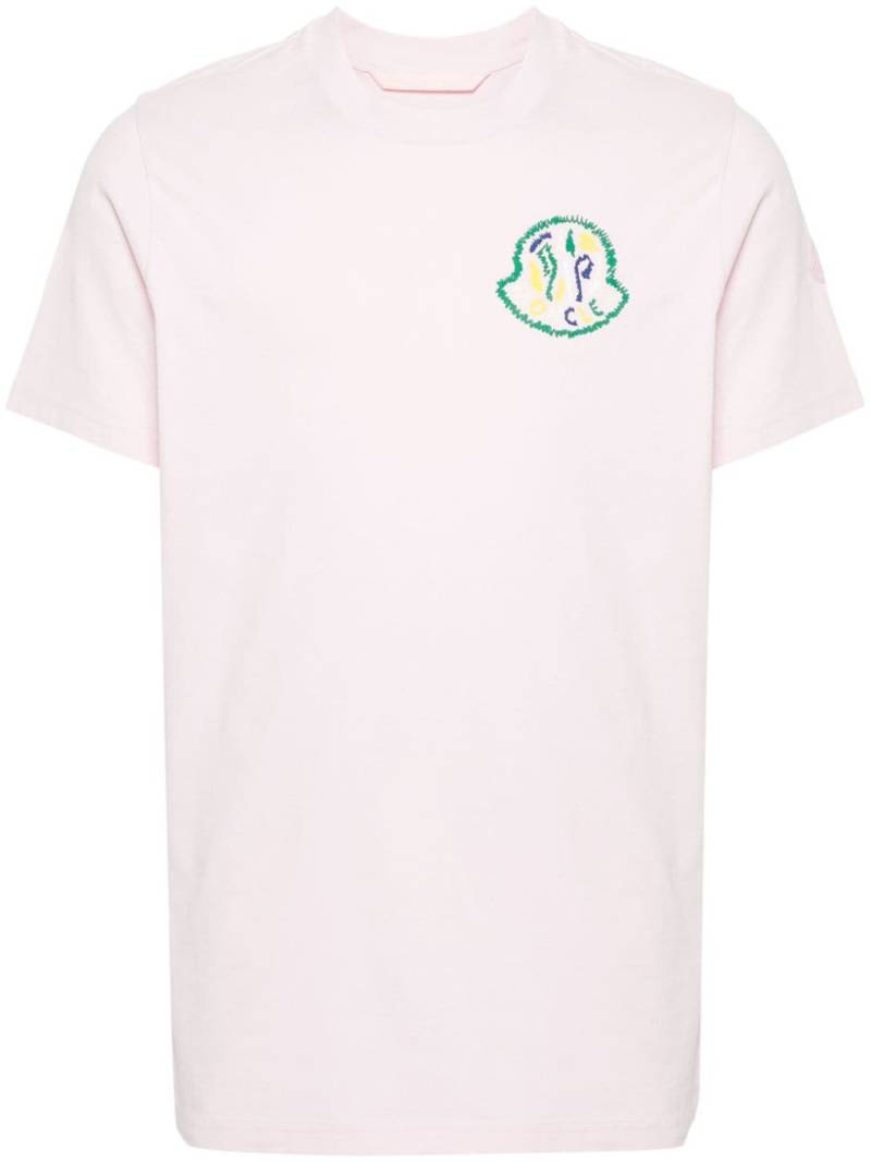 Moncler logo-print cotton T-shirt - Pink von Moncler