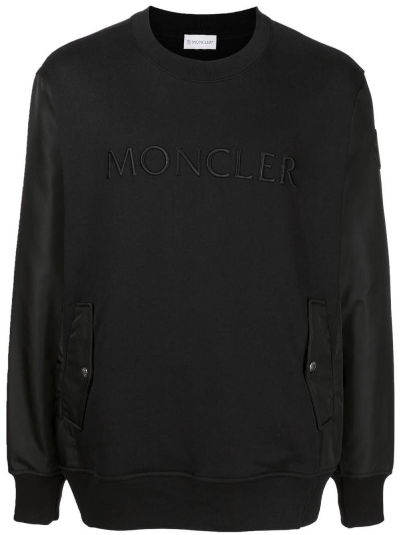 Moncler logo-print cotton sweatshirt - Black von Moncler