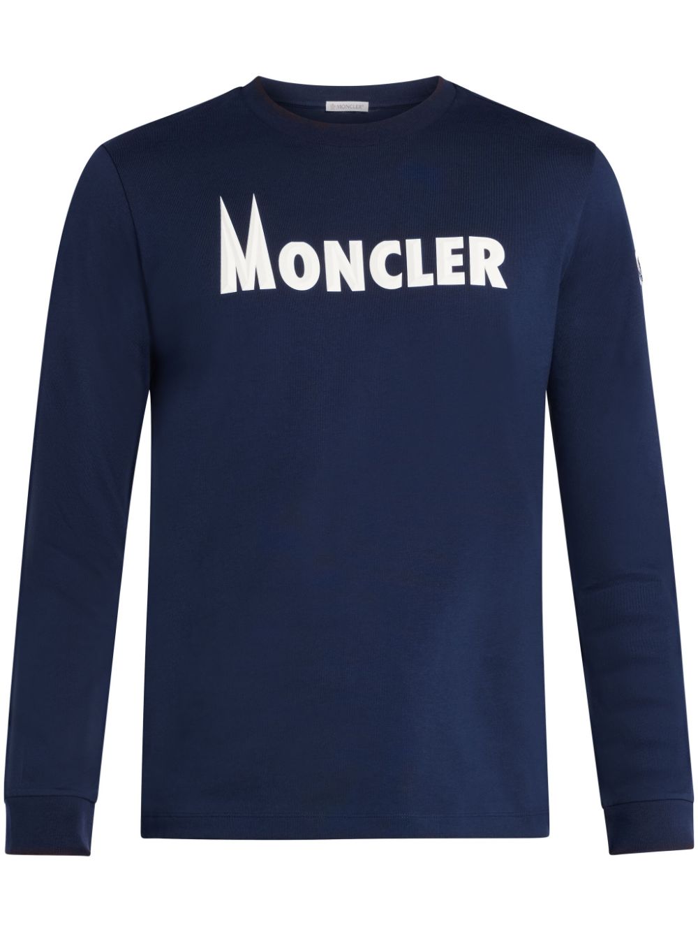 Moncler logo-print long-sleeve cotton T-shirt - Blue von Moncler