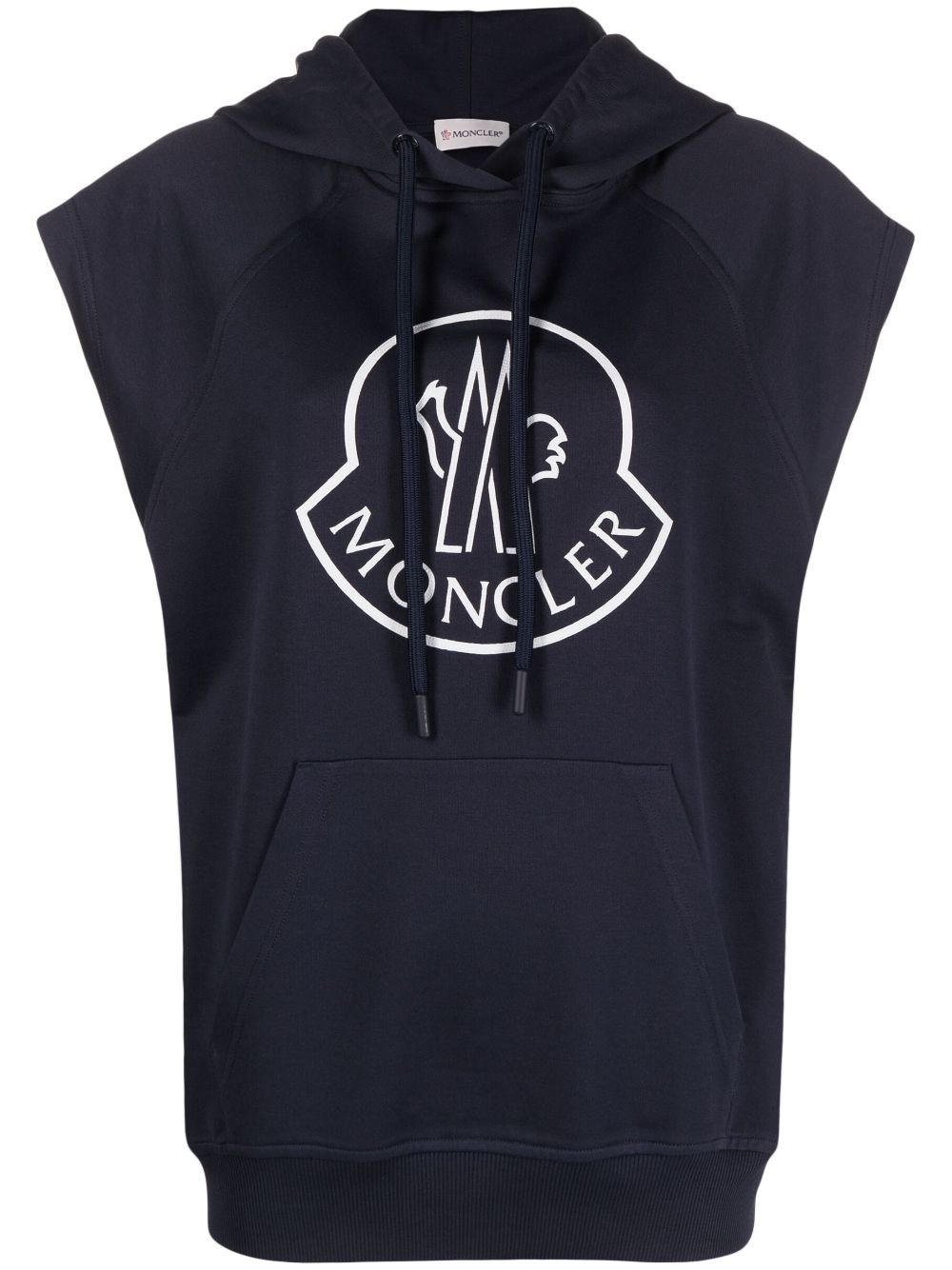 Moncler logo-print sleeveless cotton hoodie - Blue von Moncler