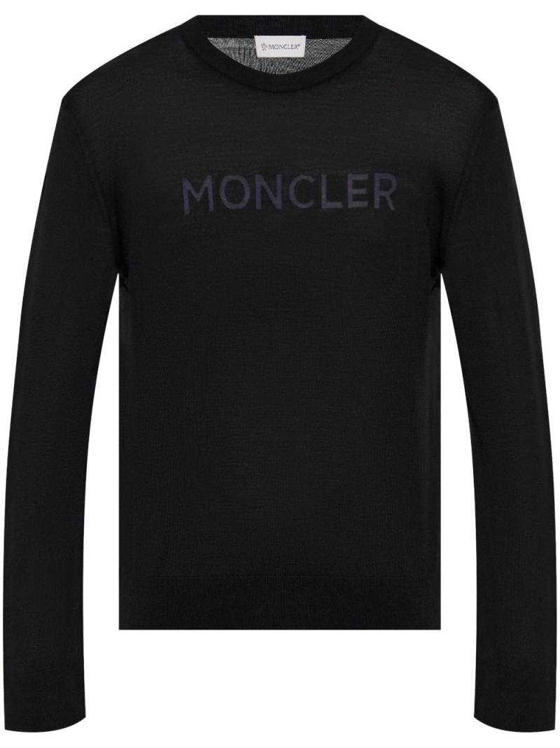 Moncler logo-print wool jumper - Black von Moncler