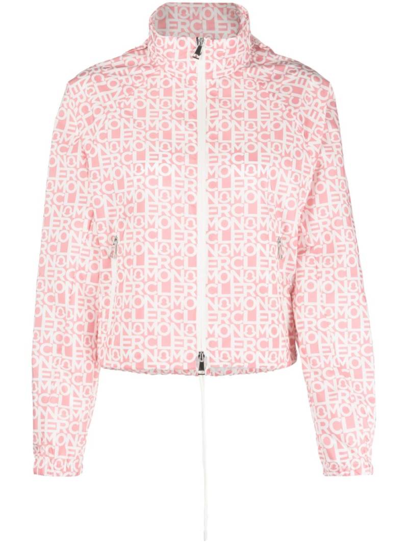 Moncler logo-print zip-up jacket - Pink von Moncler