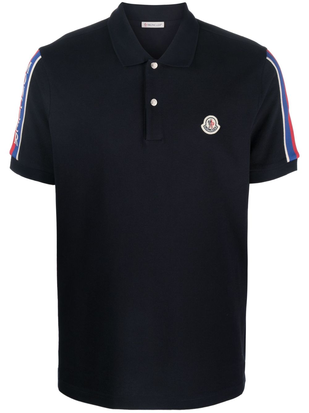 Moncler logo-stripe polo shirt - Blue von Moncler