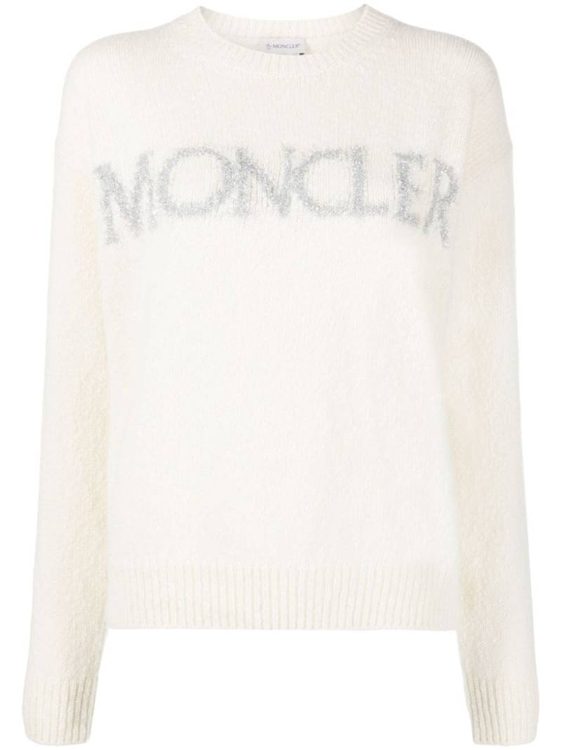 Moncler metallic logo-intarsia jumper - White von Moncler