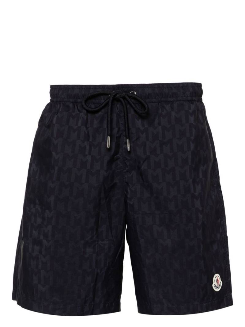 Moncler monogram-print drawstring swim shorts - Blue von Moncler