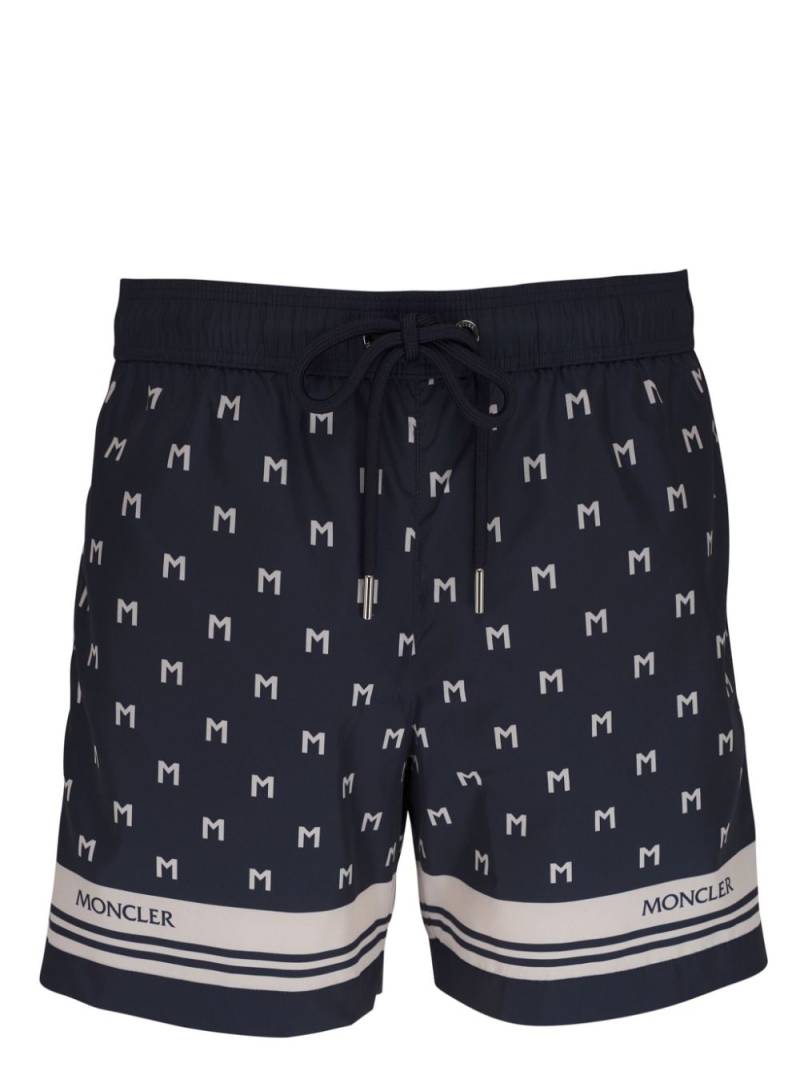 Moncler monogram-print swim shorts - Blue von Moncler