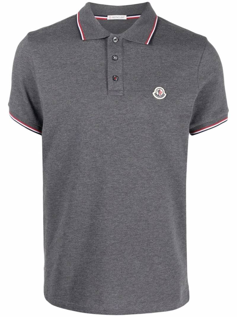 Moncler piqué logo-patch polo shirt - Grey von Moncler