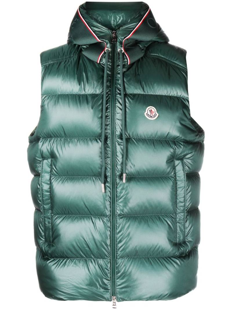 Moncler quilted hooded down gilet - Green von Moncler