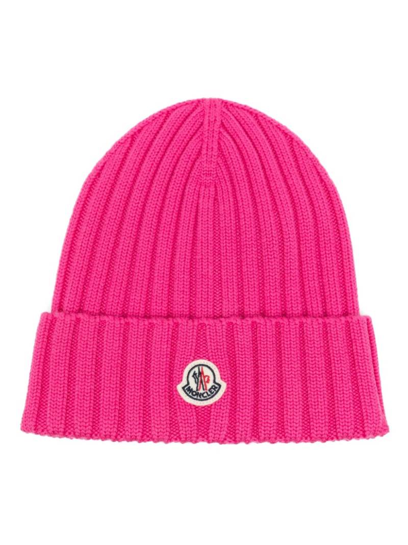 Moncler ribbed knit beanie - Pink von Moncler