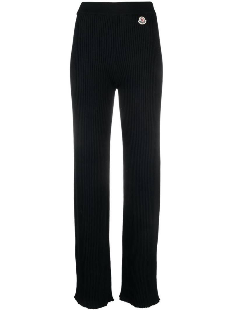 Moncler ribbed-knit logo-patch trousers - Black von Moncler