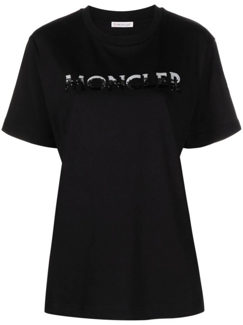 Moncler sequin-embellished cotton T-shirt - Black von Moncler