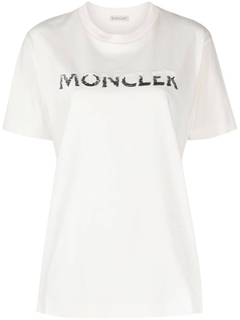 Moncler sequin-embellished cotton T-shirt - White von Moncler