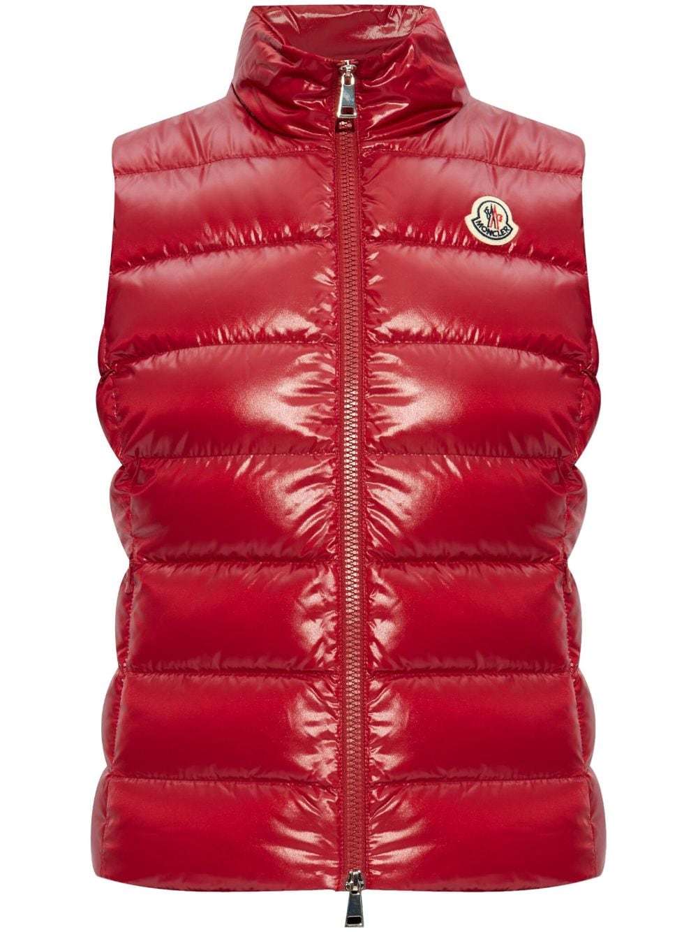 Moncler stand-up collar logo patch gilet - Red von Moncler