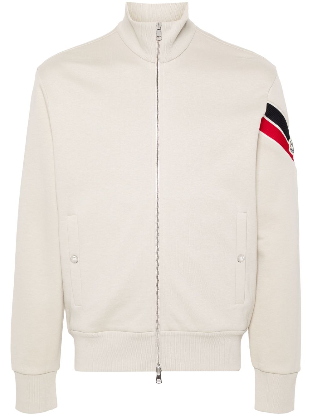 Moncler stripe detail zip-up sweatshirt - Neutrals von Moncler