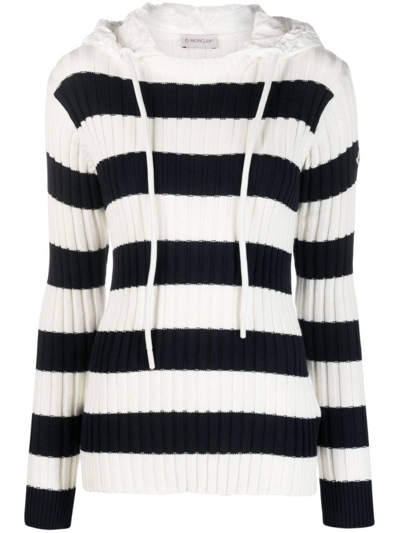 Moncler stripe knit hoodie - White von Moncler