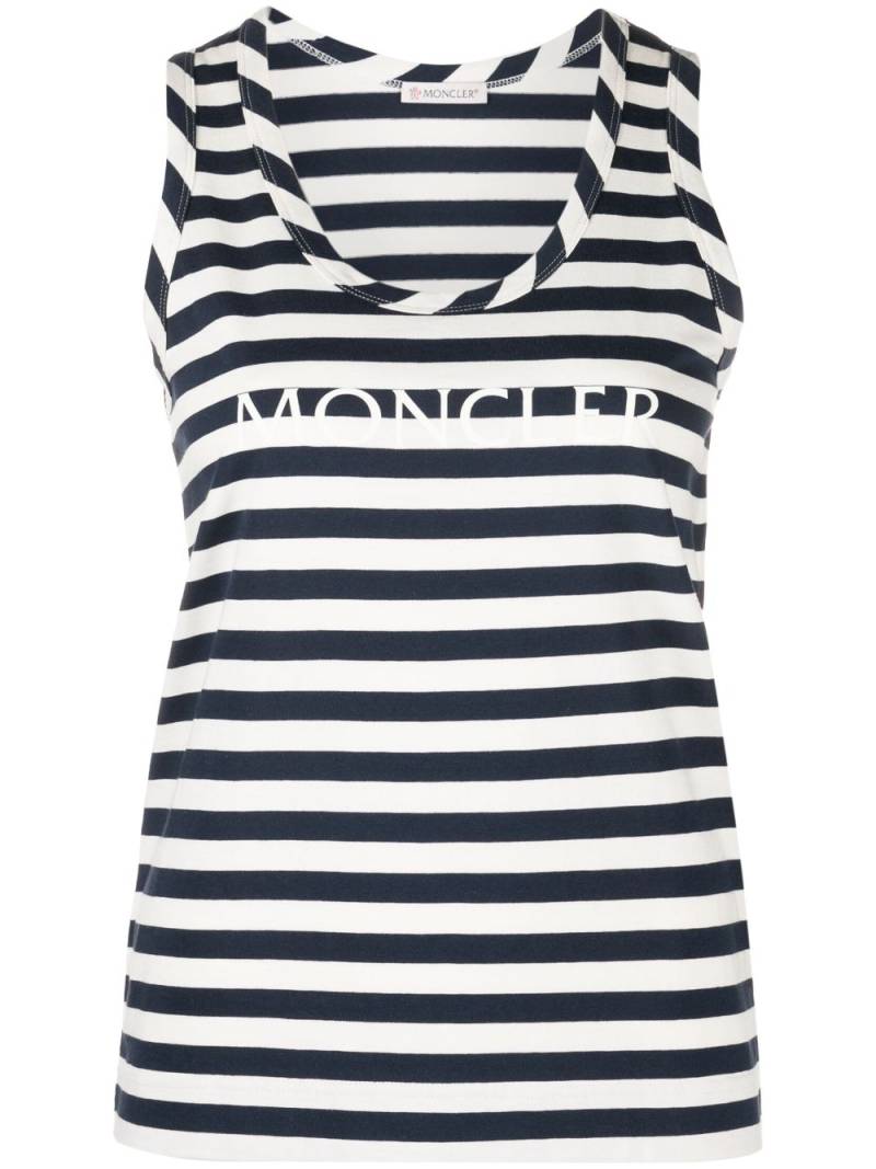 Moncler striped logo-print tank top - Blue von Moncler