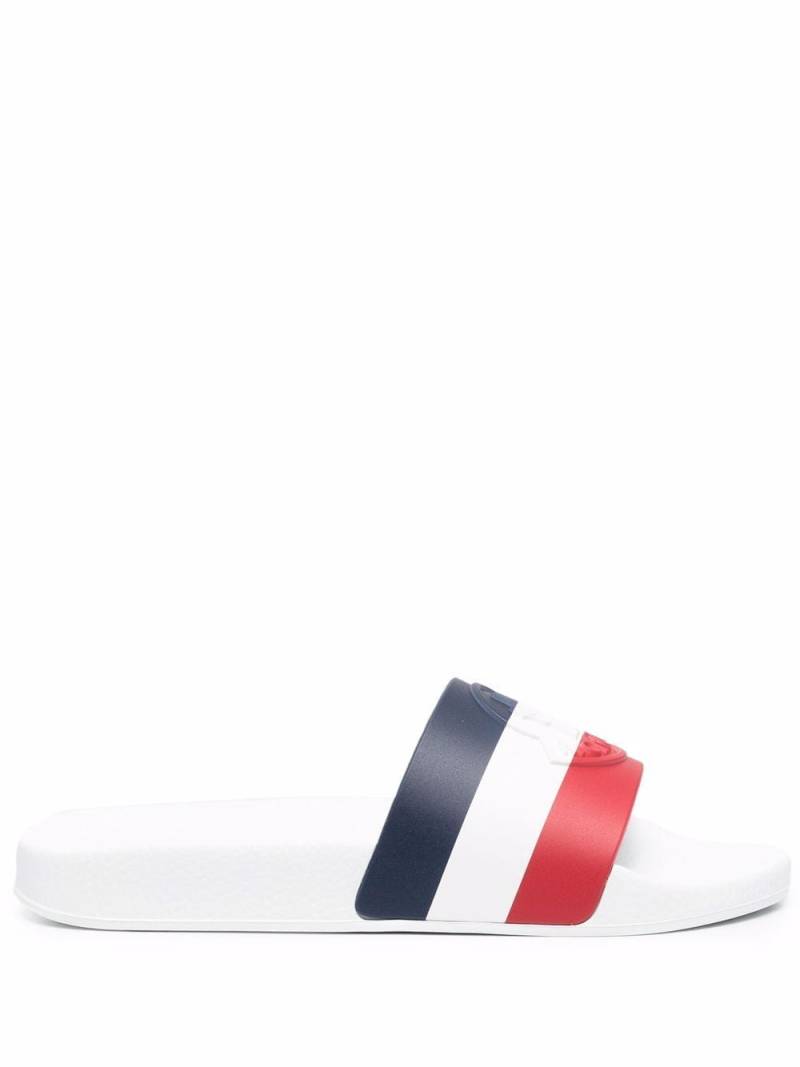 Moncler striped embossed-logo slides - White von Moncler