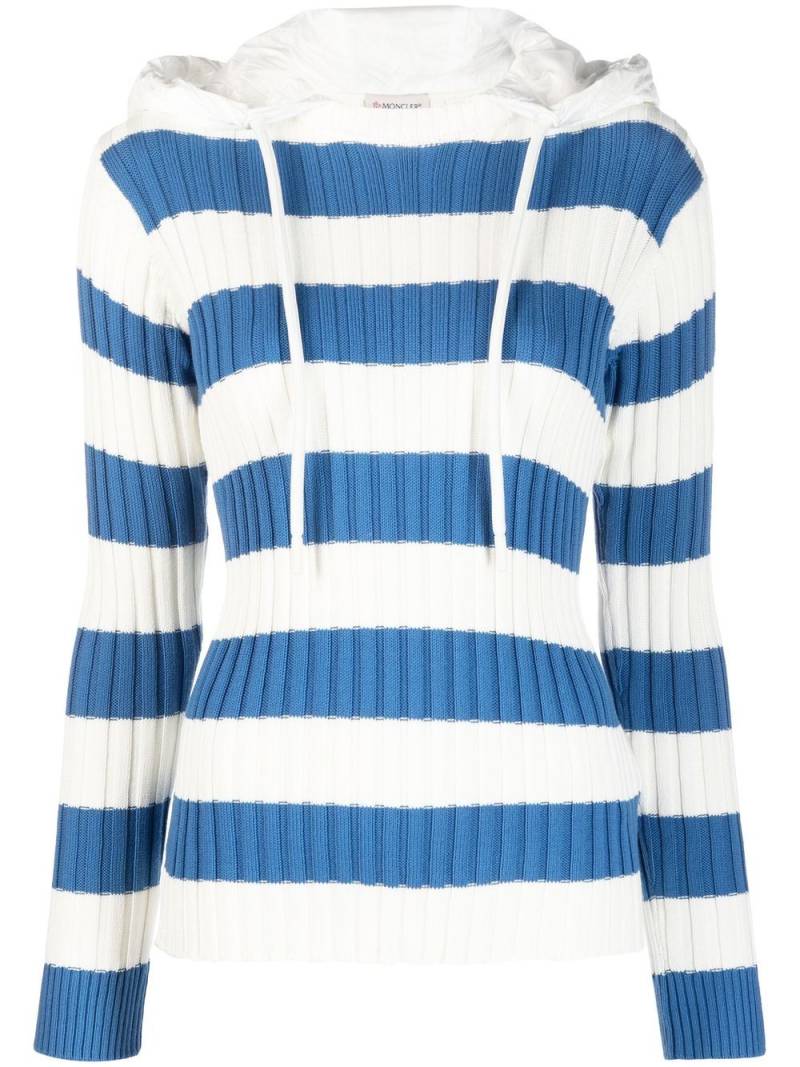 Moncler striped hooded top - Blue von Moncler