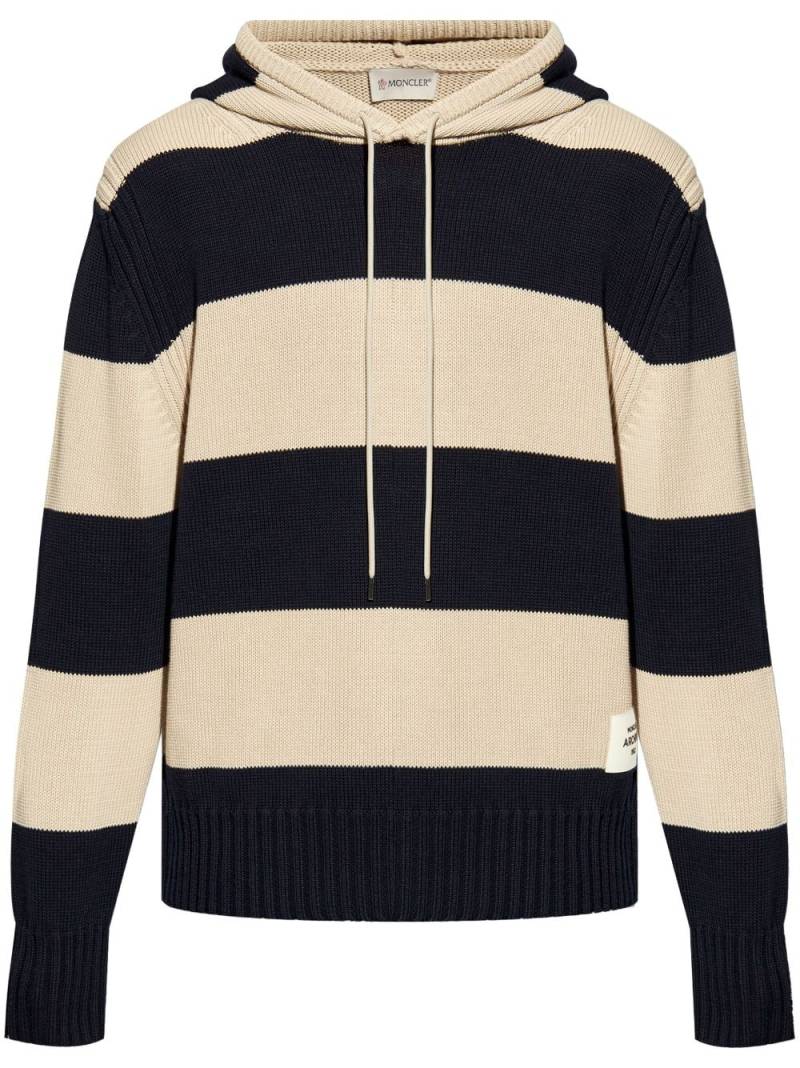 Moncler striped knit cotton hoodie - Blue von Moncler