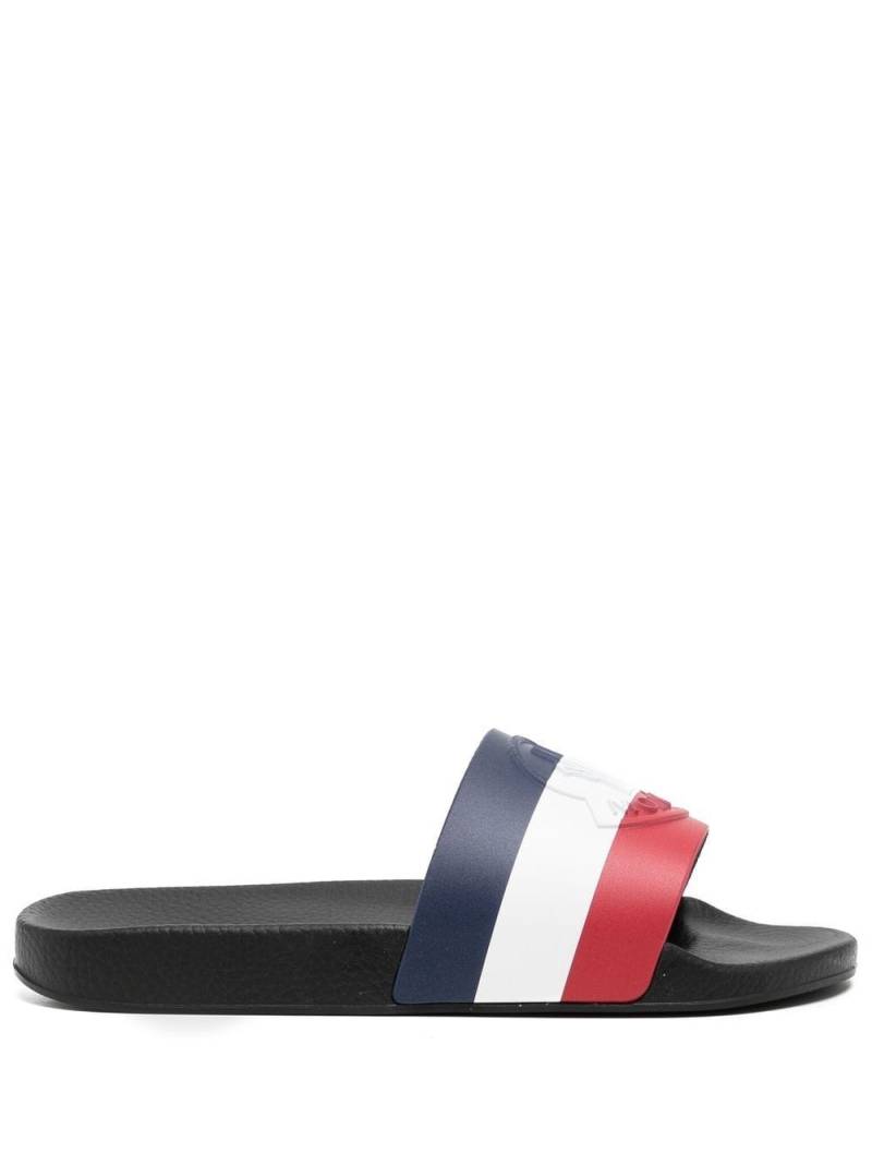 Moncler striped logo-embossed slides - Blue von Moncler