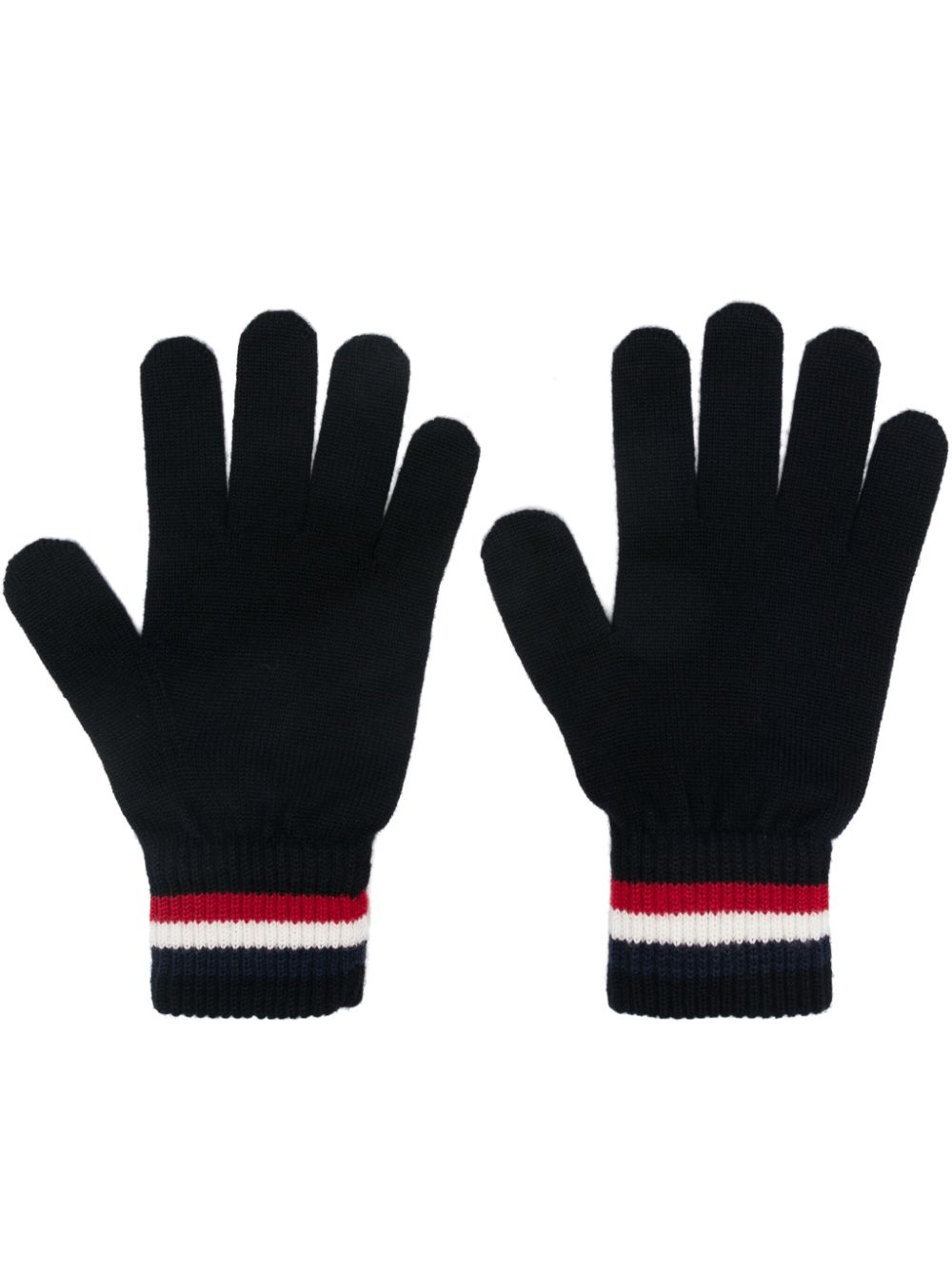 Moncler tricolour-stripe wool gloves - Blue von Moncler