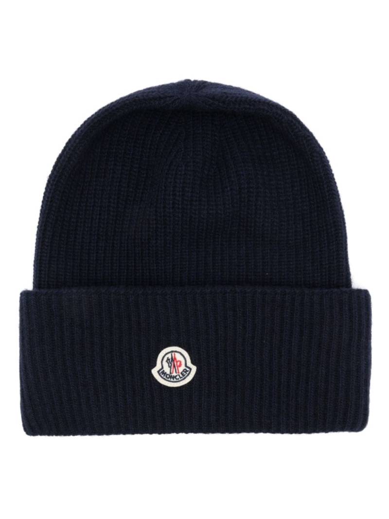 Moncler wool beanie hat - Blue von Moncler