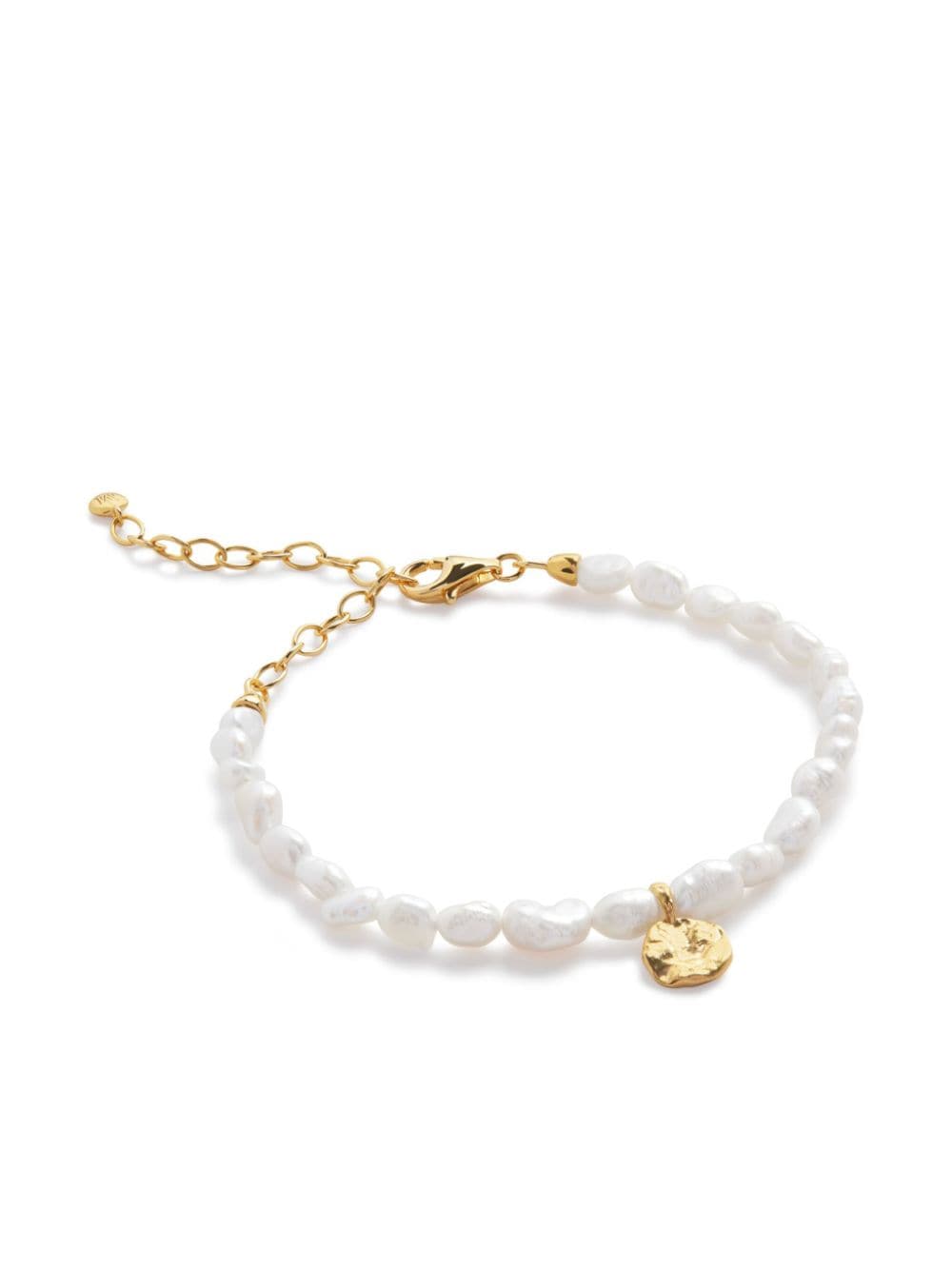 Monica Vinader Capri Keshi Pearl Disc pendant bracelet - White von Monica Vinader