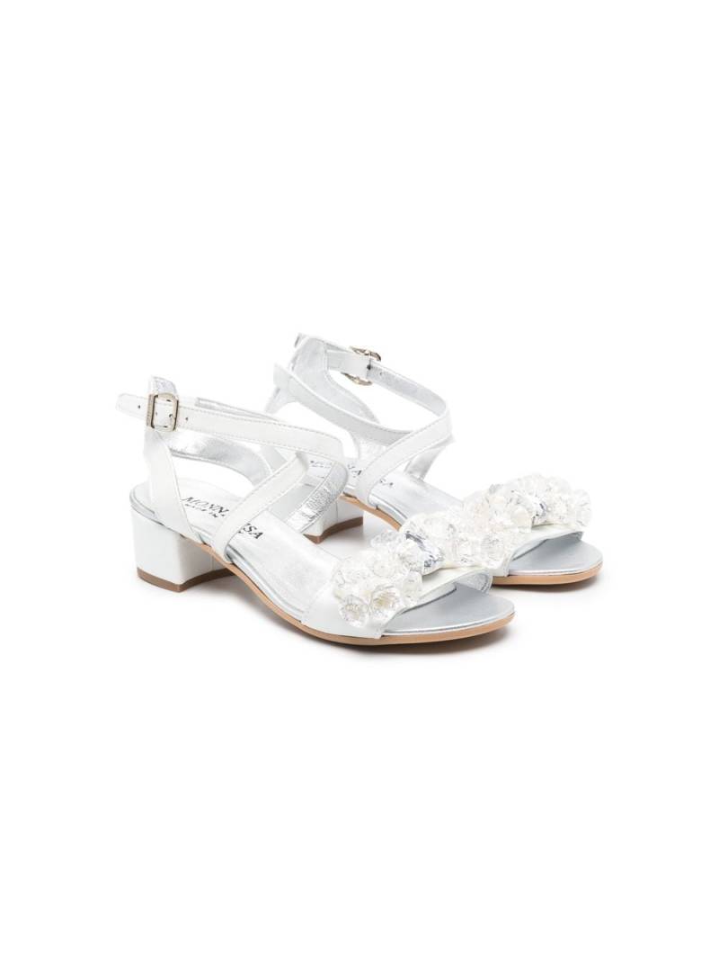 Monnalisa 35mm crystal-embellished sandals - Silver von Monnalisa