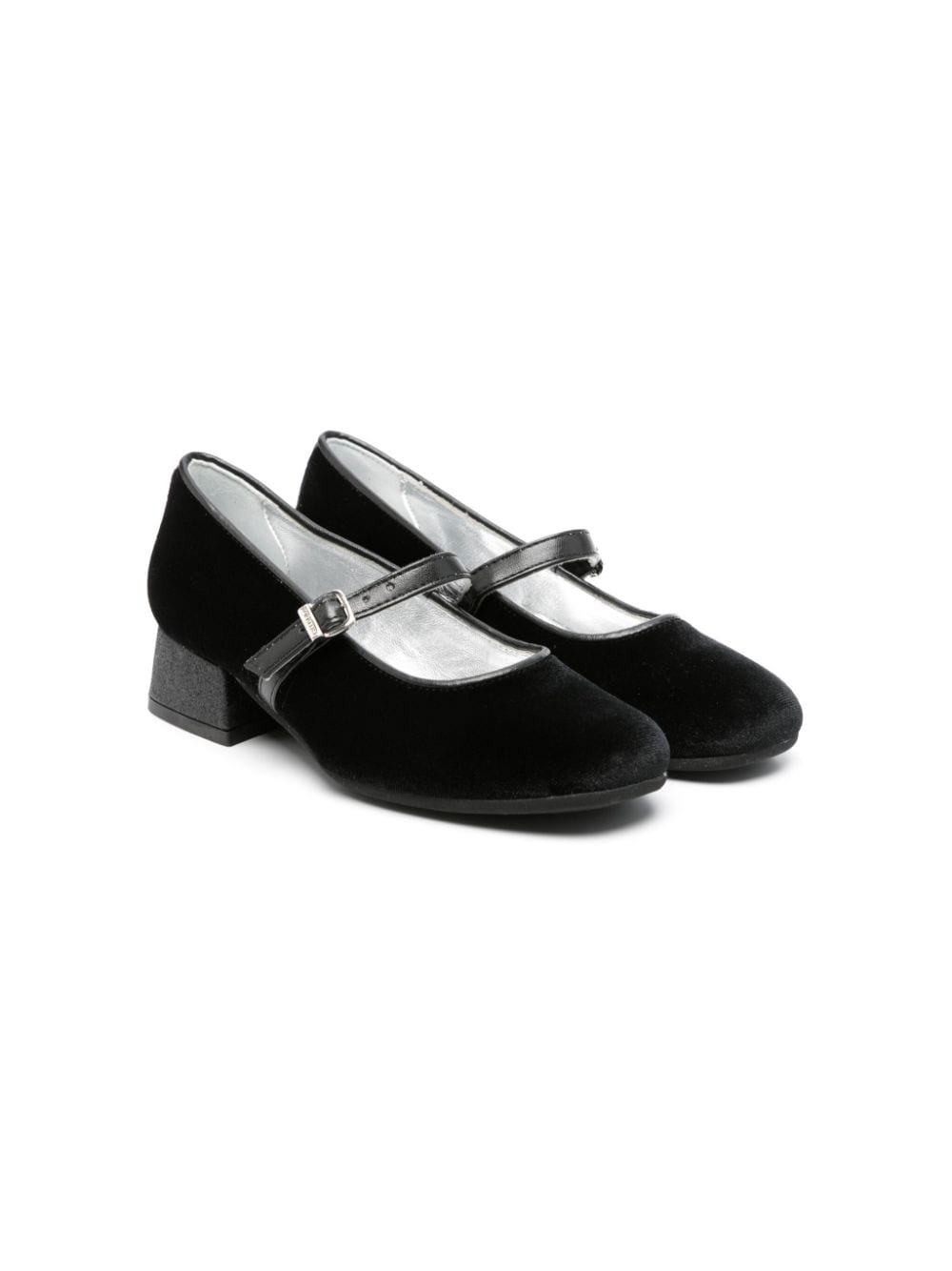 Monnalisa 40mm velvet ballerina shoes - Black von Monnalisa