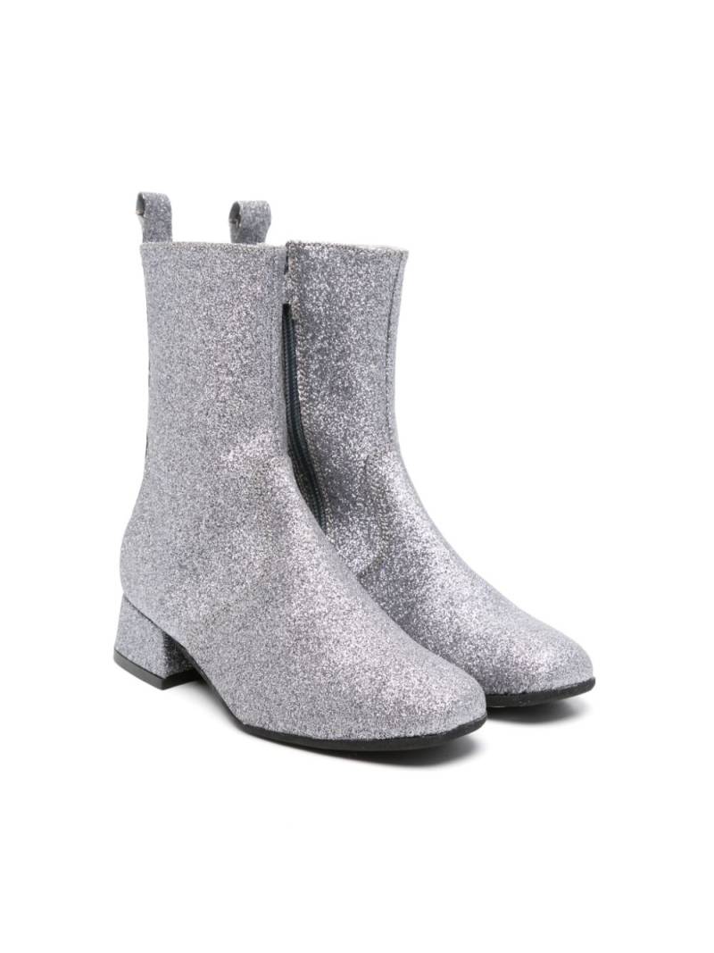 Monnalisa 50mm glittered ankle boots - Silver von Monnalisa