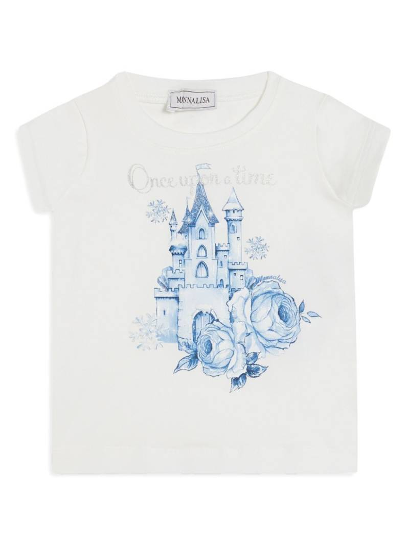 Monnalisa Castle-print cotton T-shirt - White von Monnalisa