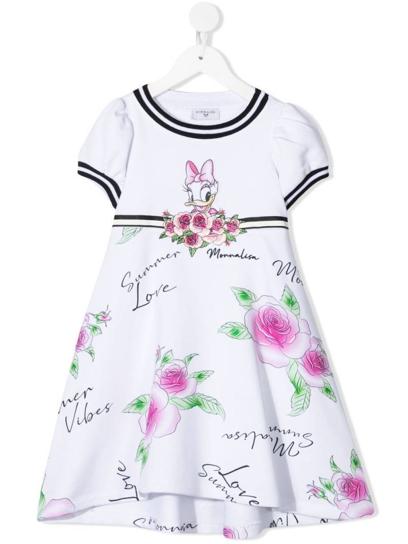 Monnalisa Daisy Duck-print midi dress - White von Monnalisa