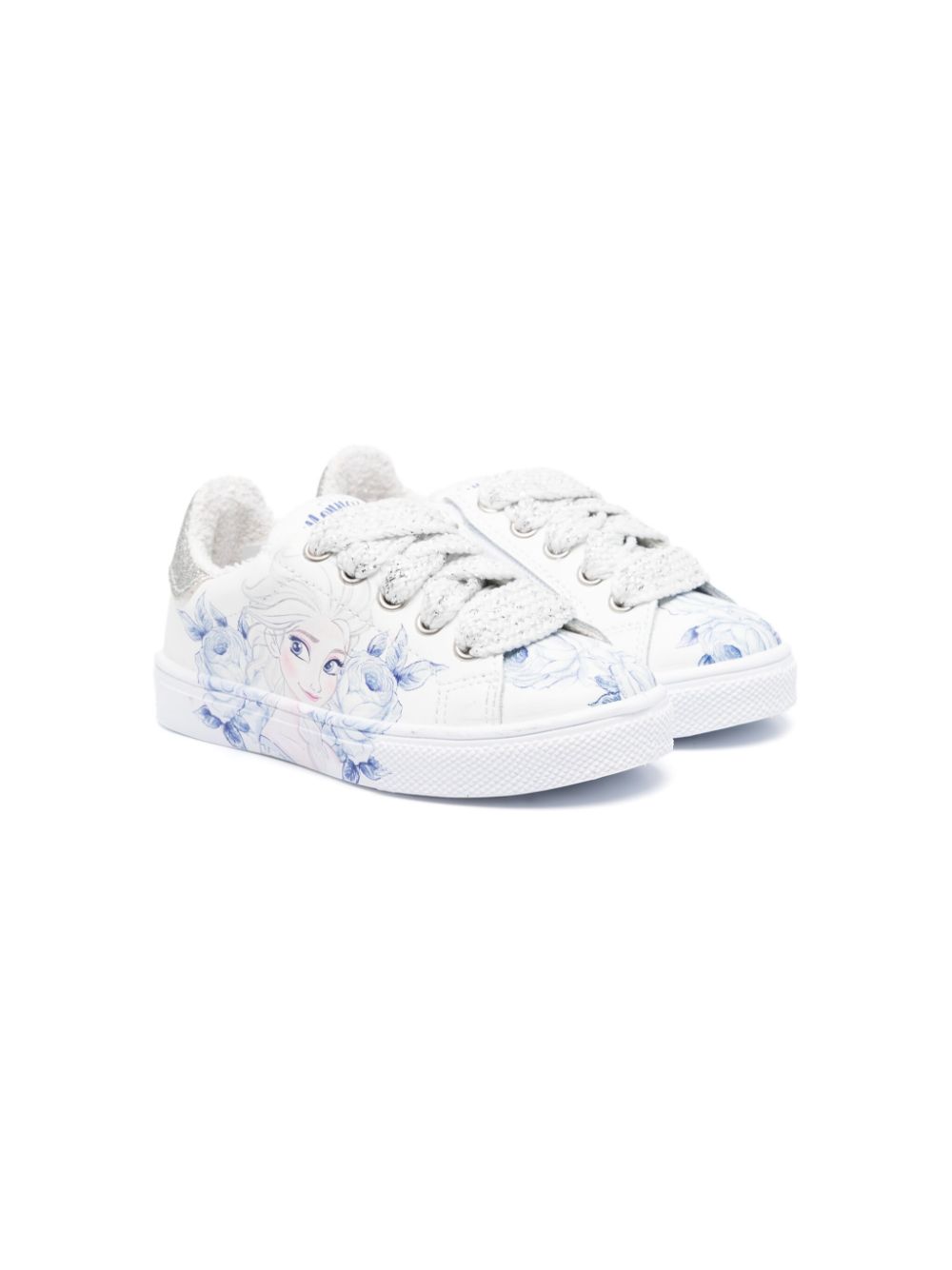 Monnalisa Frozen leather sneakers - White von Monnalisa