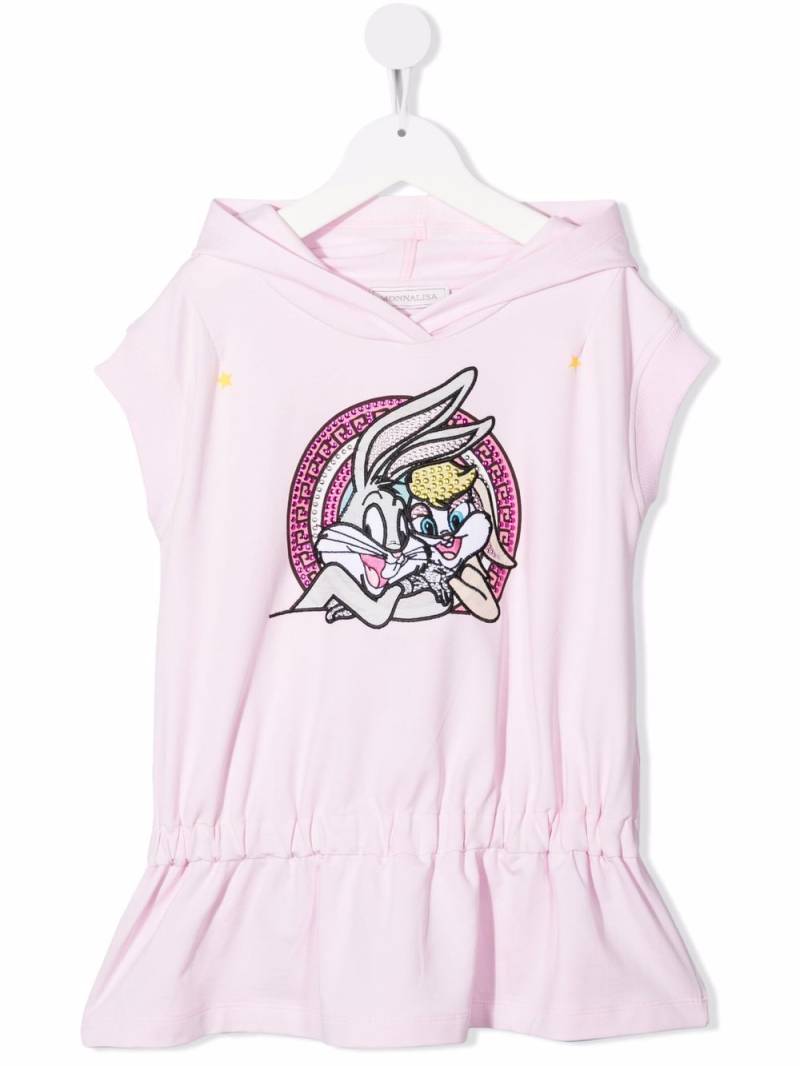 Monnalisa Lola Bunny hooded dress - Pink von Monnalisa