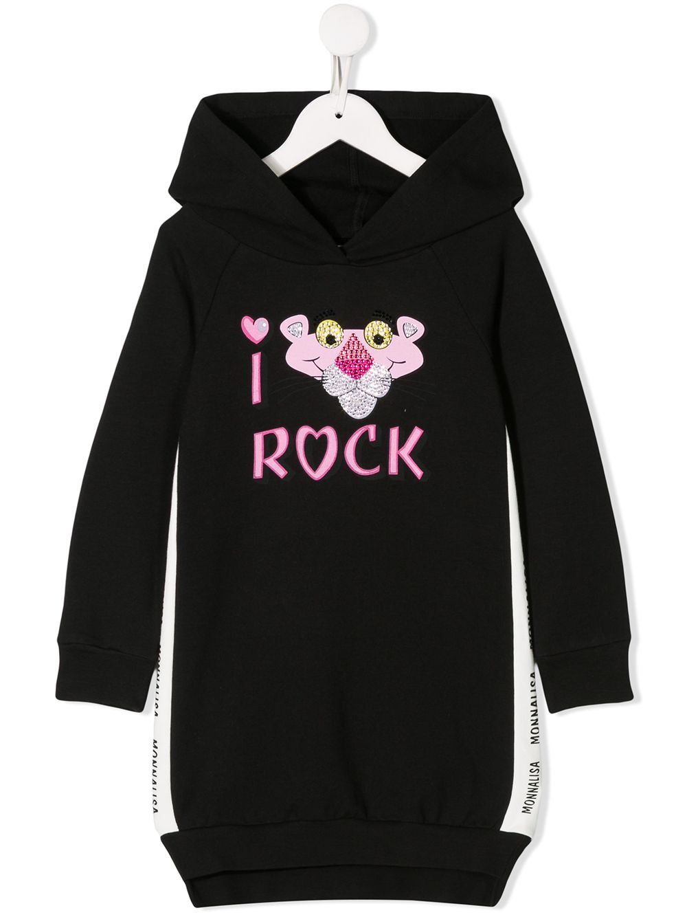 Monnalisa Pink Panther hooded dress - Black von Monnalisa