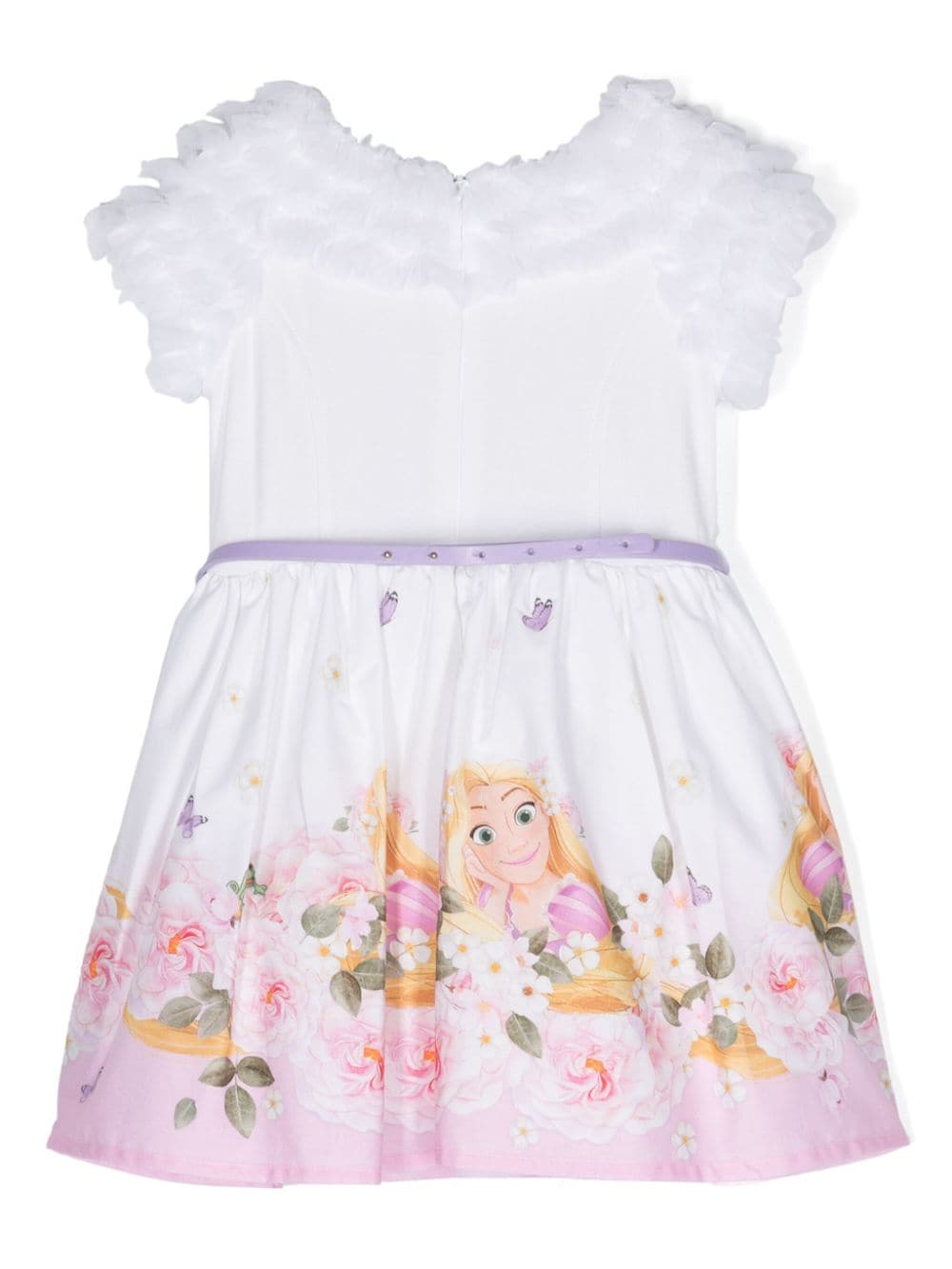 Monnalisa Rapunzel-print party dress - White von Monnalisa
