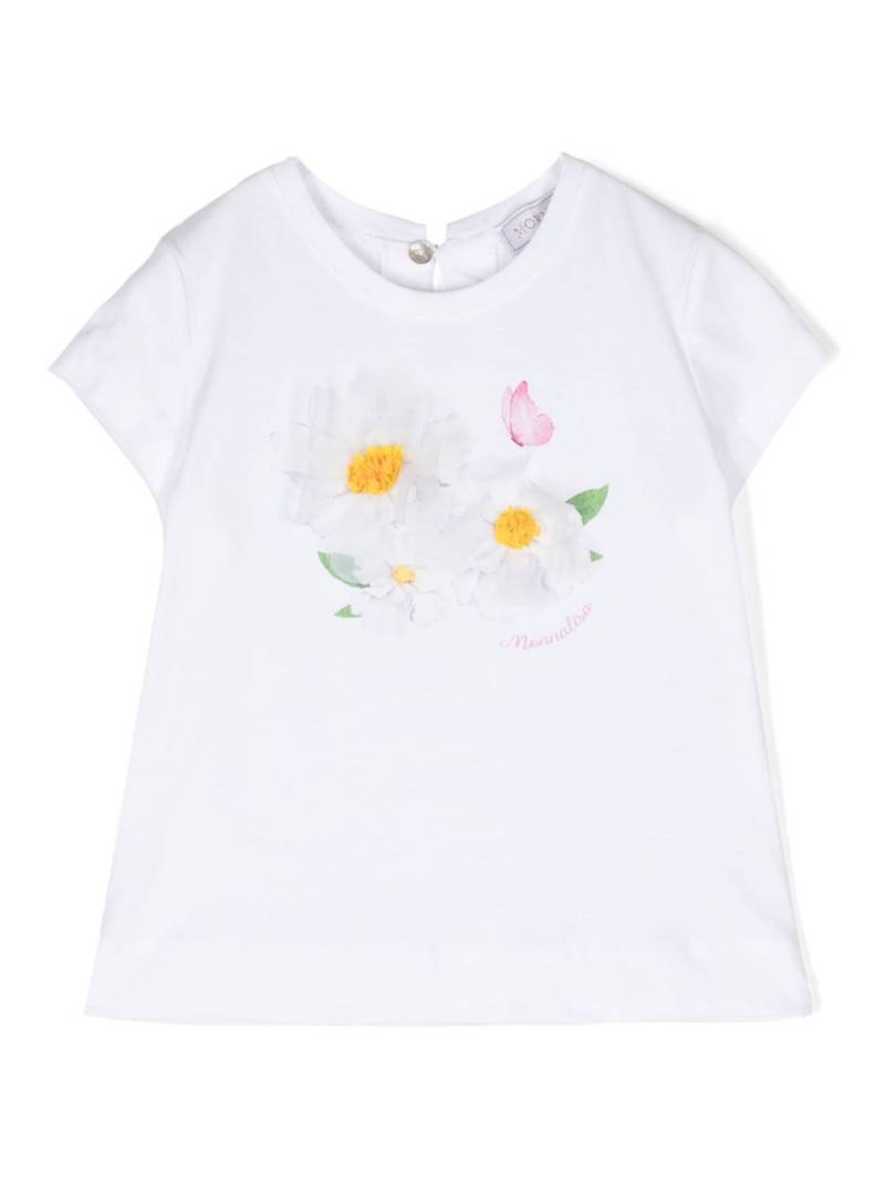 Monnalisa St. Flowers cotton T-shirt - White von Monnalisa