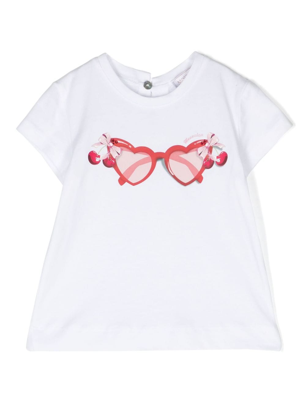 Monnalisa St. Glasses cotton T-shirt - White von Monnalisa