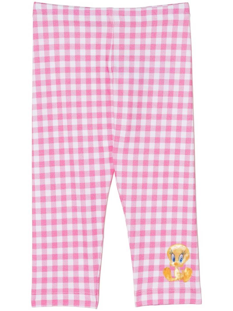 Monnalisa Tweety-print checked leggings - Pink von Monnalisa