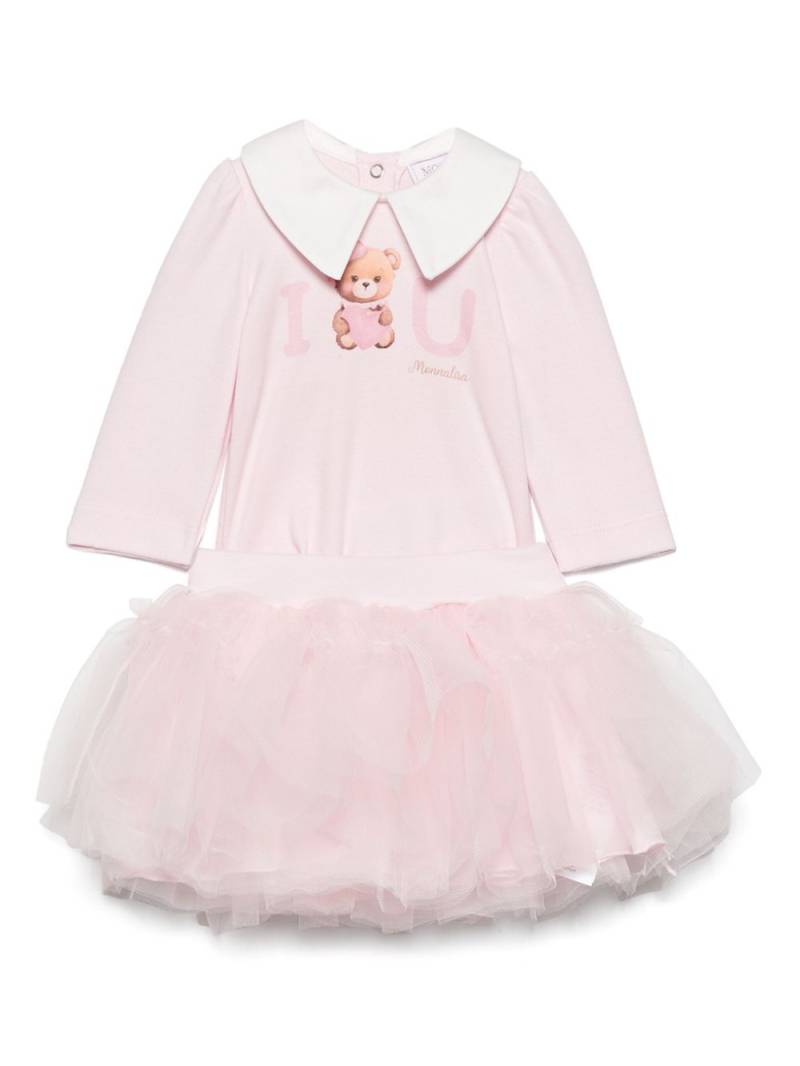 Monnalisa bear-print tutu skirt set - Pink von Monnalisa