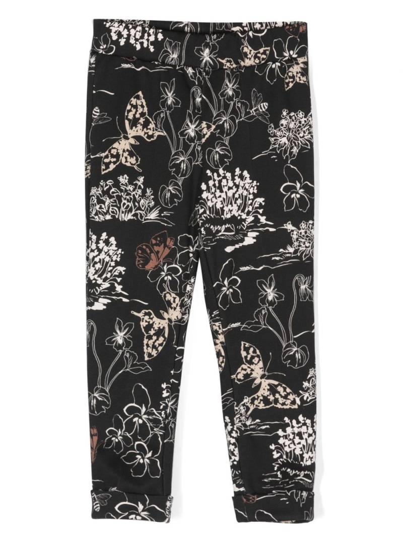 Monnalisa botanical-print straight-leg leggings - Black von Monnalisa