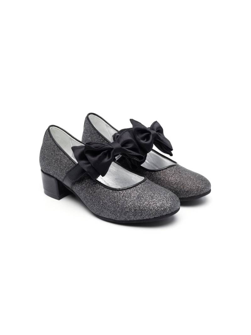 Monnalisa bow-detail 30mm block-heel ballerina shoes - Black von Monnalisa